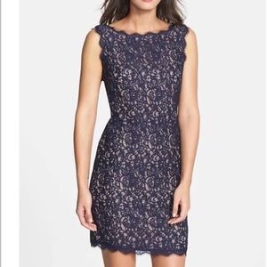 Adrianna Papell boatneck lace sheath dress 6